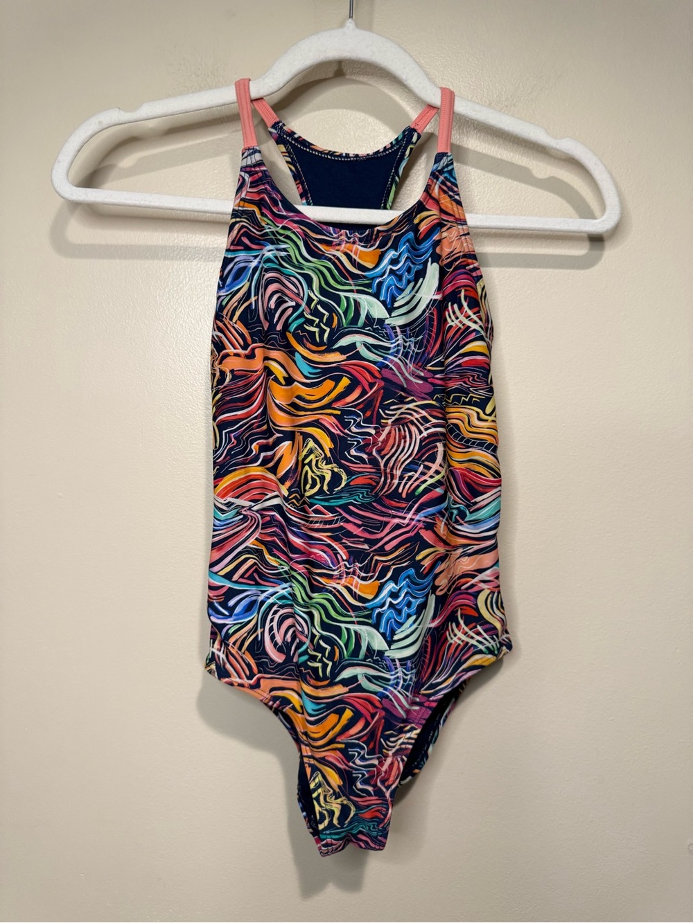 ATHLETA GIRL FIELD DAY one piece racerback colorful swimsuit swimwear L / 12